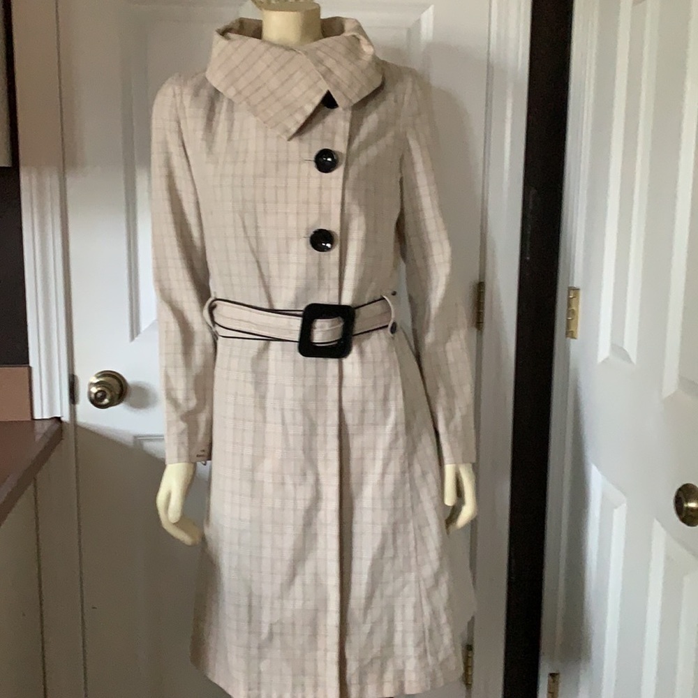 Soia & Kyo Beige Trench Coat with Black Accents